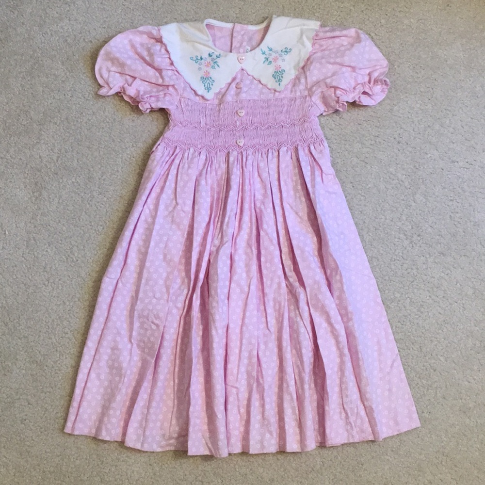 EUC embroidered dress with smocking